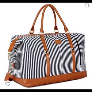 NWOT White and Navy Striped Oversize Weekend Tote
